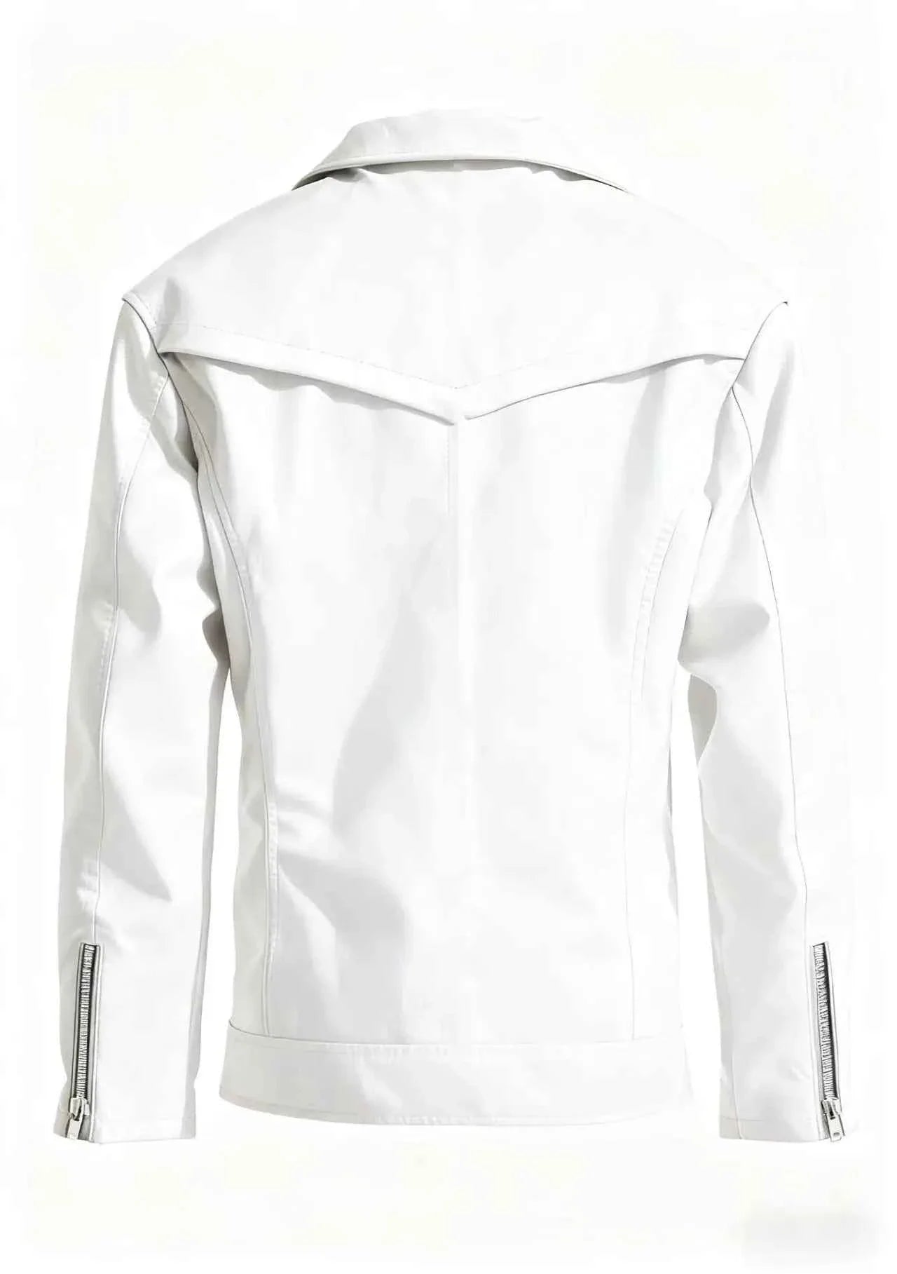 Unisex Oversized Button-down PU Leather Coat with Multiple Zippers Polo Jacket, with Many Zippers