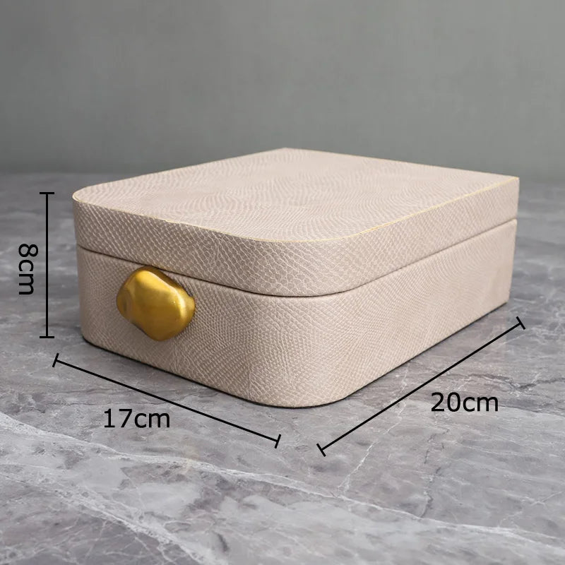 DecorBites™ Leather Jewelry Box: Stylish Dresser Table Decor & Storage Jar