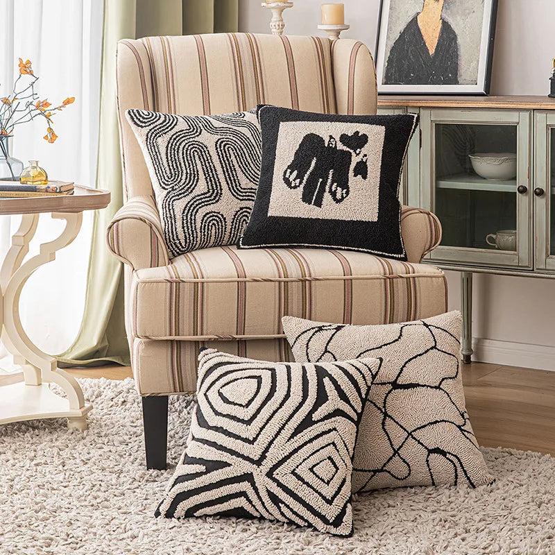 DecorBites™ Geometric Line Art Cushion Cover for Home Sofa Bed