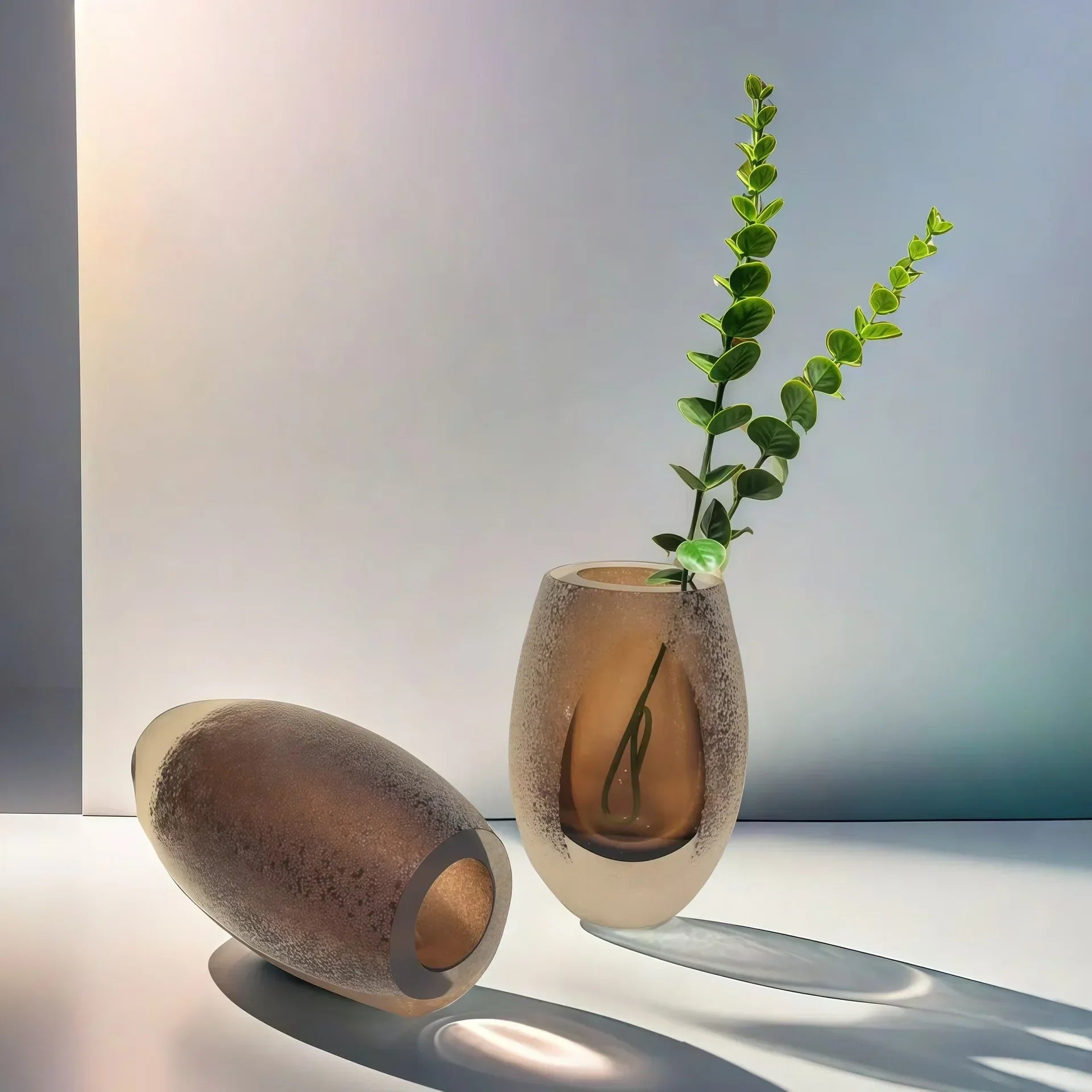 DecorBites™ Frosted Glass Vase Home Decoration Floral Arrangement Hydroponics Terrarium Jar