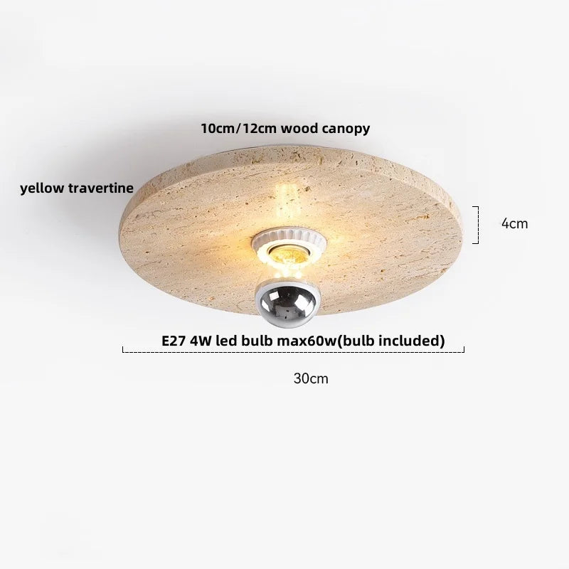 DecorBites™ LED Ceiling Lamp Natural Yellow Travertine Walnut Wood Ceiling Lights