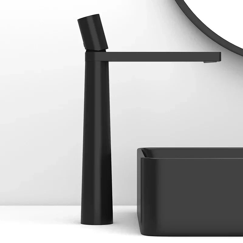 DecorBites™ Basin Faucet: Black/Grey Brass Bathroom Mixer Tap, Single Handle Hot Cold Lavatory