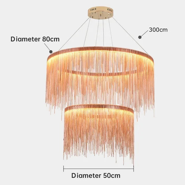 DecorBites™ Gold Chain Chandelier with Remote Control - Modern LED Pendant Light for Home Décor
