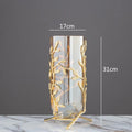 DecorBites™ Gold Frame Glass Vase with Rattan Branches for Home Decor & Flower Arrangement