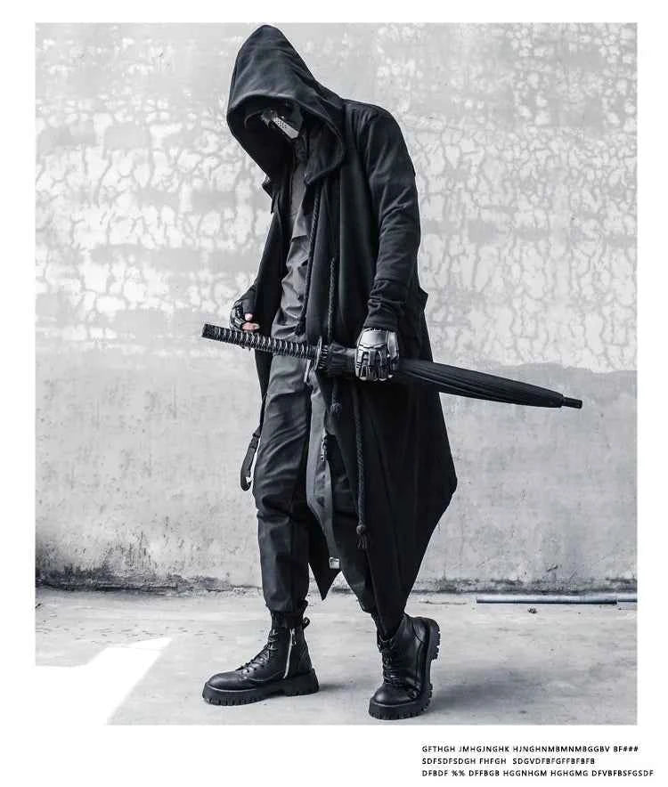 Men's Large Size Windbreaker Gothic Style Hoodie Long