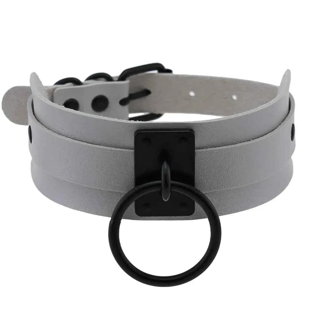 Metal Leather Choker Collar Goth Fashion Accessories