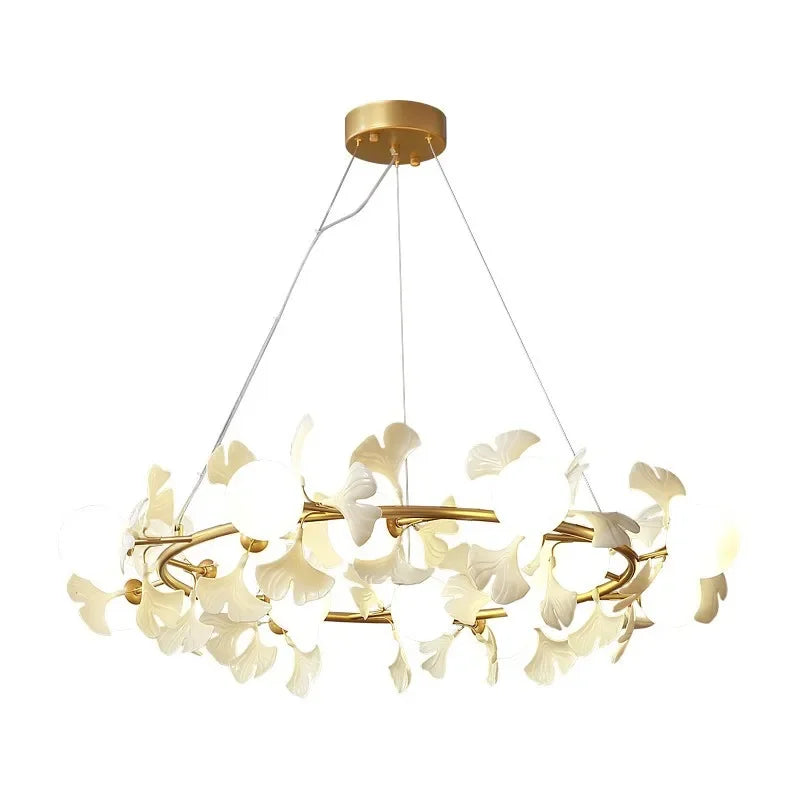 DecorBites™ Gingko Leaf Branch LED Ceiling Chandelier for Modern Living Room and Bedroom