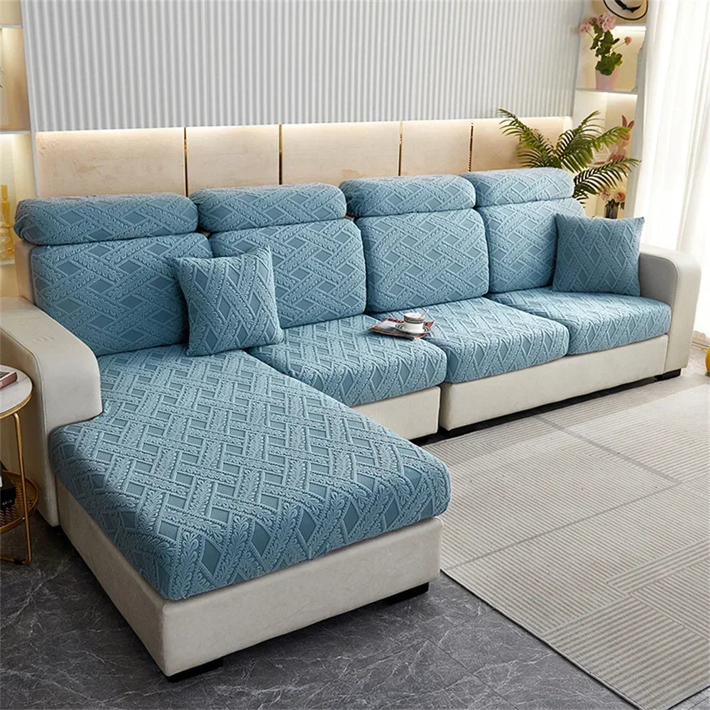 DecorBites™ Jacquard Velvet Sofa Seat Covers: Luxury Polar Fleece Stretch Protector
