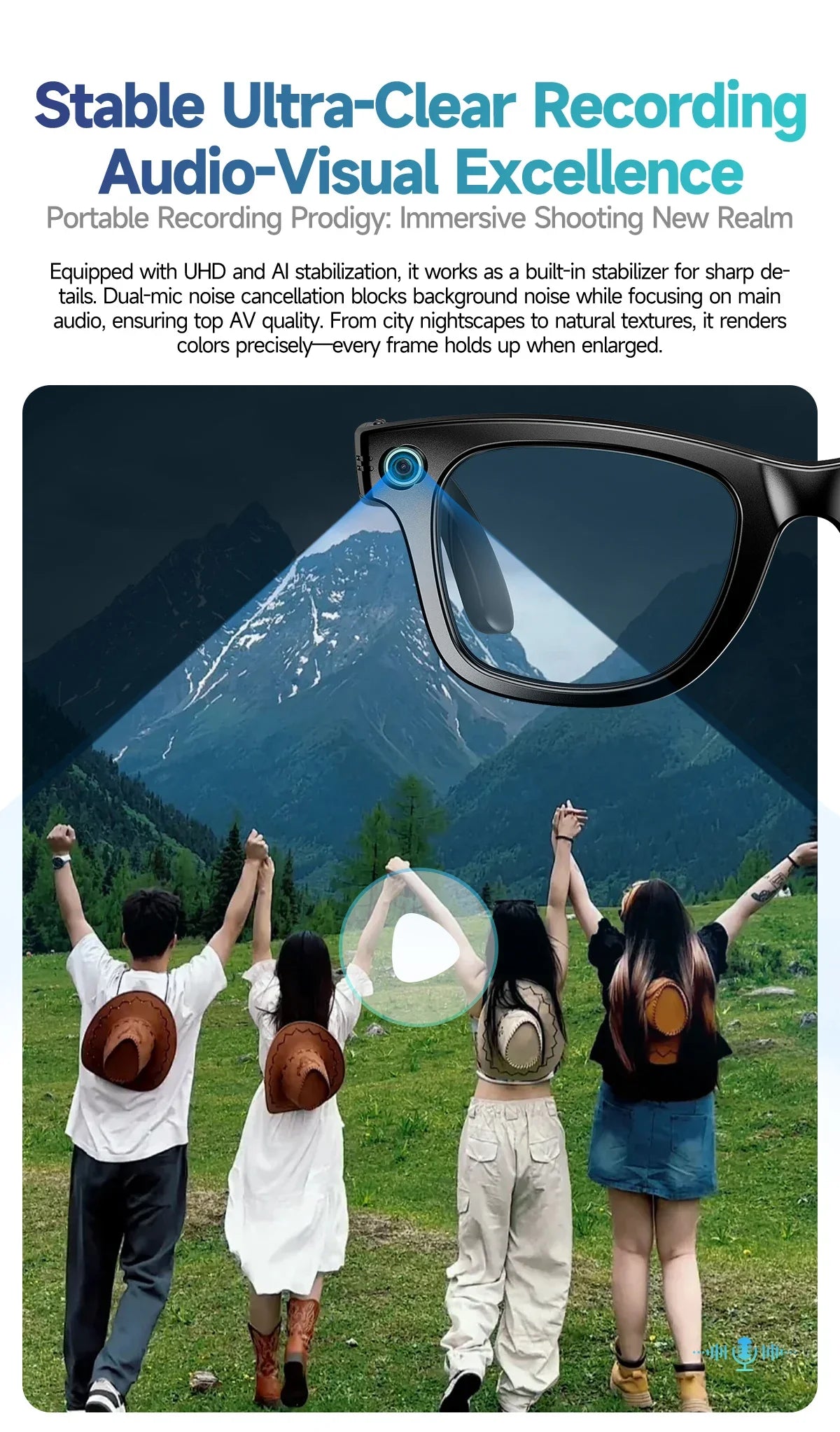 GUHUAVMI New 800W Camera AI Smart Glasses Color-Changing Translation Glasses Photo Video Recording Waterproof