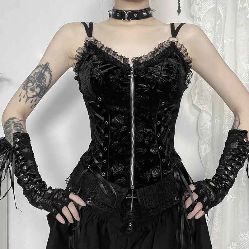 Lace Cross Mini Skirt Y2k Grunge