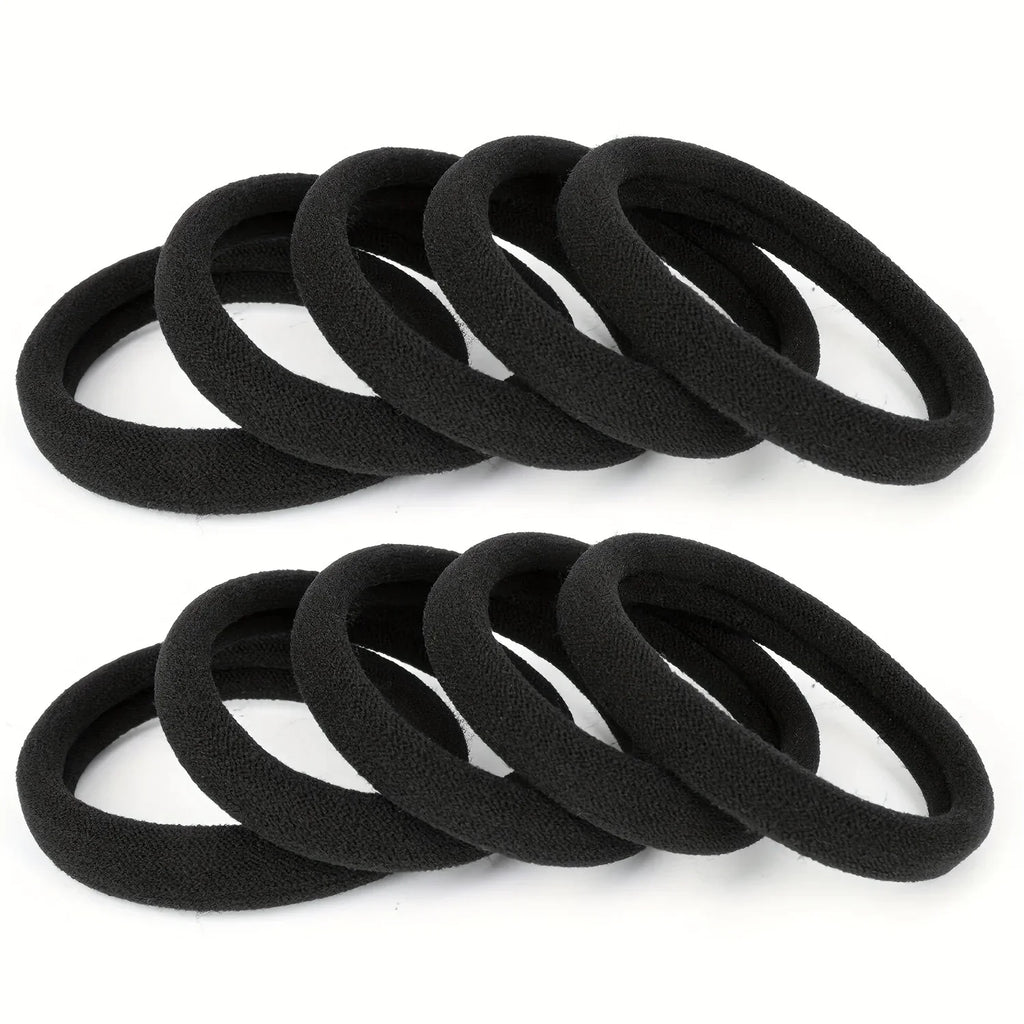 100-Pack Black Seamless Elastic Hair Ties for Women and Girls, No-Damage High Elastic Ponytail Bands