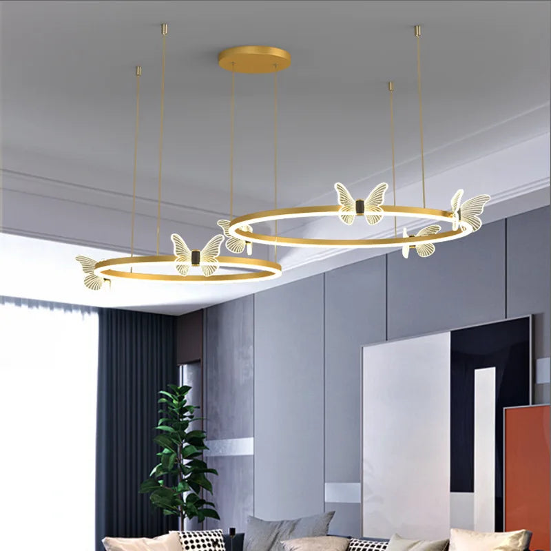 DecorBites™ Gold Butterfly LED Round Ceiling Chandelier for Living Room and Bedroom