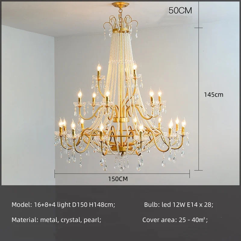 DecorBites™ Crystal LED Chandelier Pendant Lights for Villa Stairs and Hotel Decor