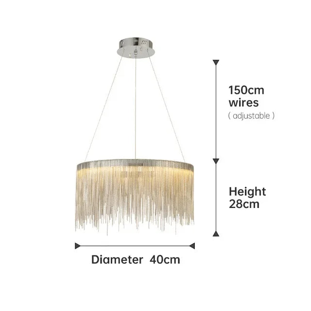 DecorBites™ Gold Chain Chandelier with Remote Control - Modern LED Pendant Light for Home Décor