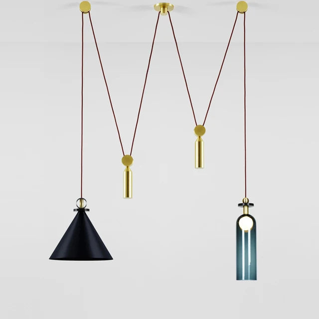 DecorBites™ Glass Chandelier: Adjustable Shape, LED Decorative Lamps for Restaurant, Bedroom, Bar.