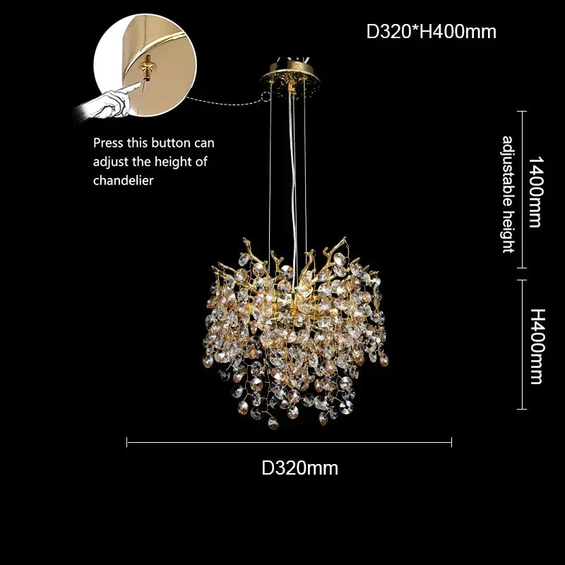 DecorBites™ Crystal Sunflower Branch Chandelier: Luxurious Indoor Branch-Shaped Light