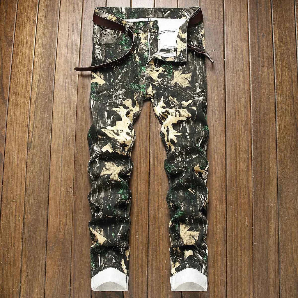 Stretch Slim Fit Pants - Men's Mid Waist Distressed And Ripped Denim  With Tassels For All Seasons Street Wear