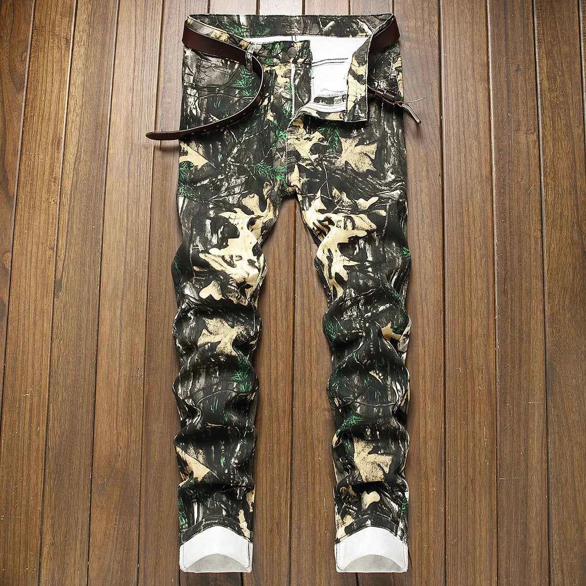 Stretch Slim Fit Pants - Men's Mid Waist Distressed And Ripped Denim  With Tassels For All Seasons Street Wear