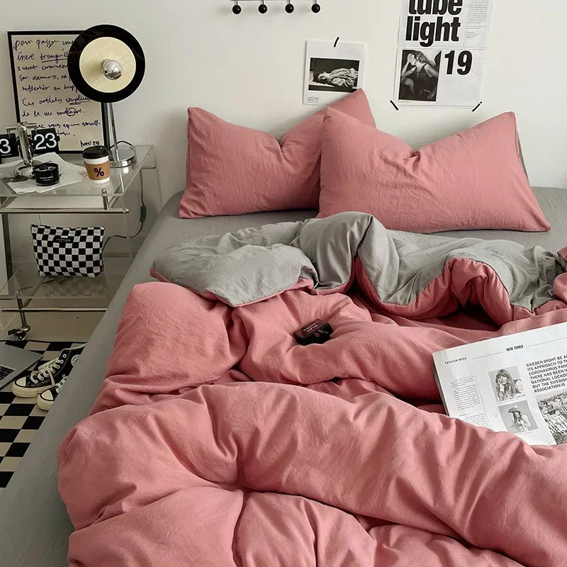 DecorBites™ Cotton Bedding Set with Comforter Cover, Sheet, and Pillowcase Set