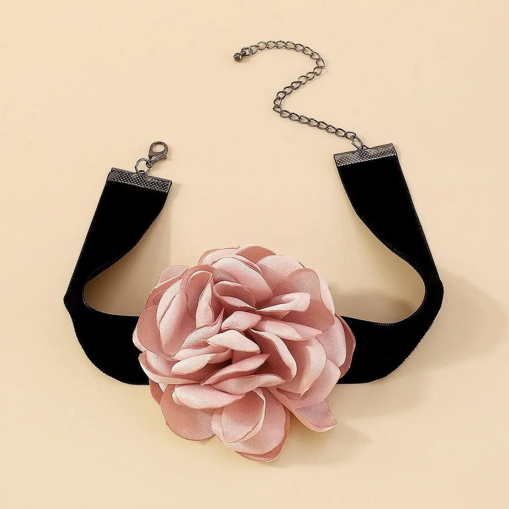 Long Rope with Big Flower Choker Necklace for Women Elegant Lace-up Rope Chain Necklace on Neck 2023 Fashion Jewelry Accessories