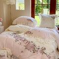 DecorBites™ Flowers Lace Ruffles Wedding Bedding Set 1000TC Egyptian Cotton Duvet Cover Set