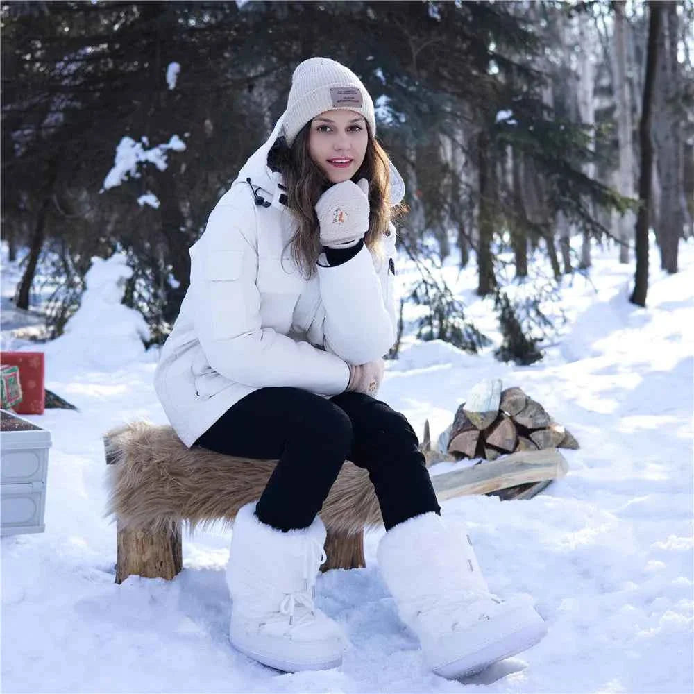 Faux Fox Fur Snow Boots Furry Warm Cotton Boots Female Outdoor Ski Boots