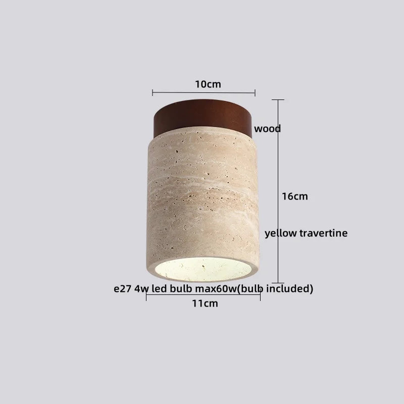 DecorBites™ Ellipse Stone LED Ceiling Light Natural Travertine Lamp Plafon