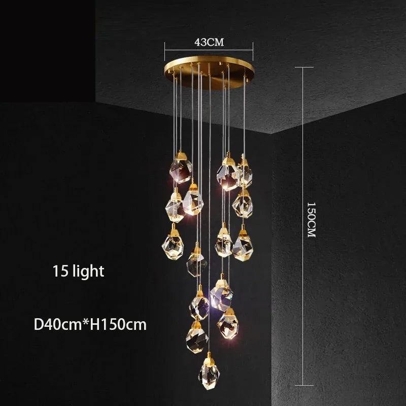 DecorBites™ Elegant Crystal Chandelier for Living Room & Staircase Lighting