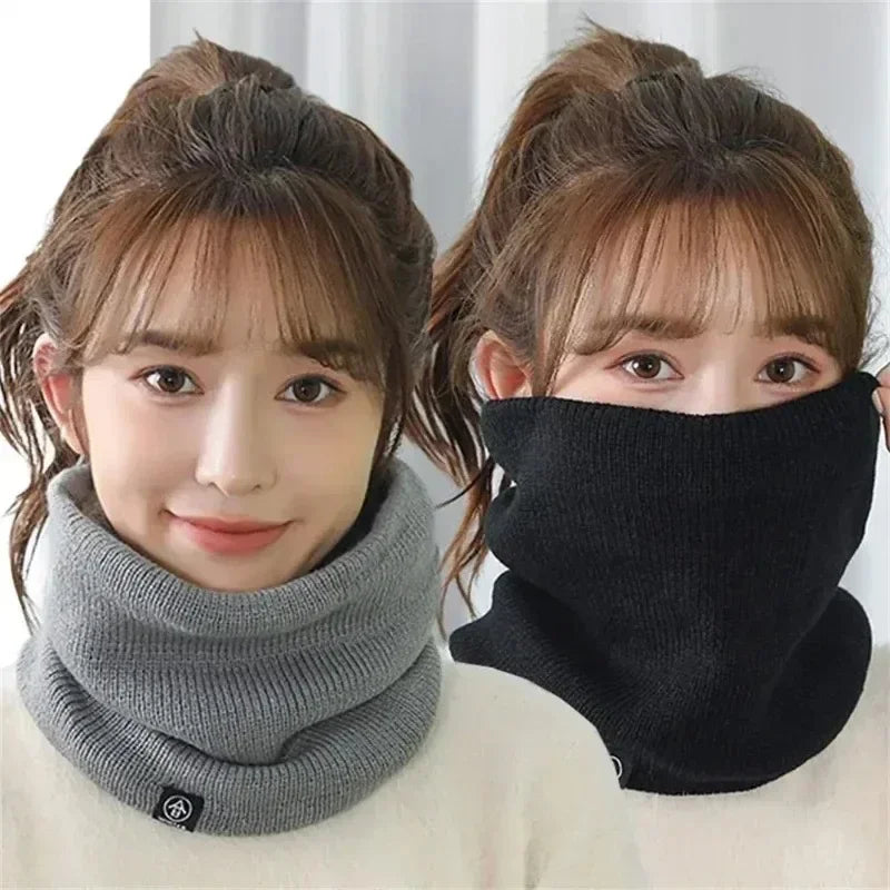 Knitted Neck Warmer Unisex Winter Neck Gaiter Thick Fleece Face Cover for Skiing Running Hiking