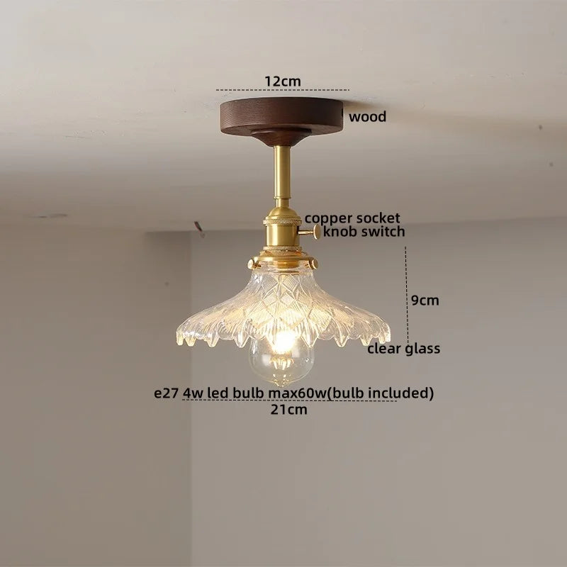 DecorBites™ Glass Wood LED Ceiling Light Nordic Design for Living Room & Corridor