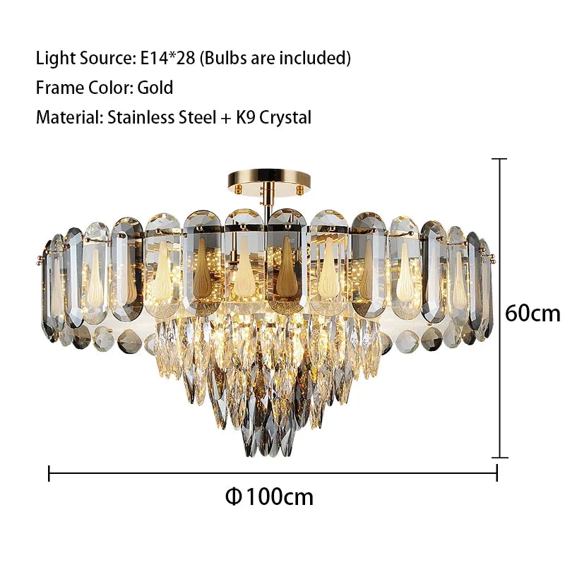 DecorBites™ Crystal LED Ceiling Chandelier Modern Living Room Pendant Light