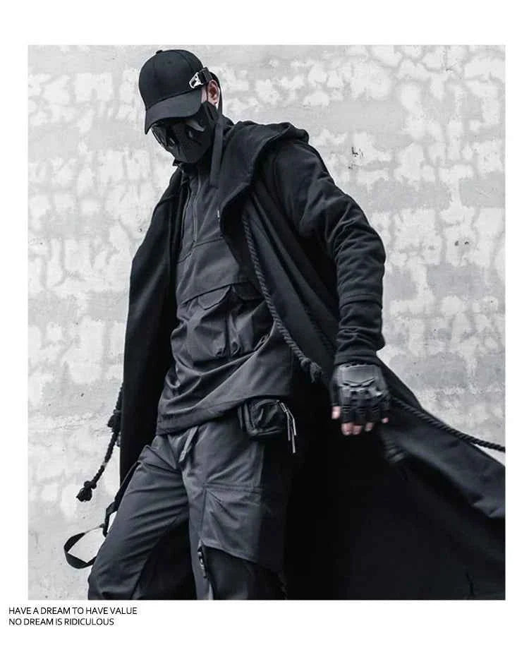 Men's Large Size Windbreaker Gothic Style Hoodie Long
