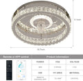 DecorBites™ Crystal LED Ceiling Fan with Remote Control Flush Mount Profile