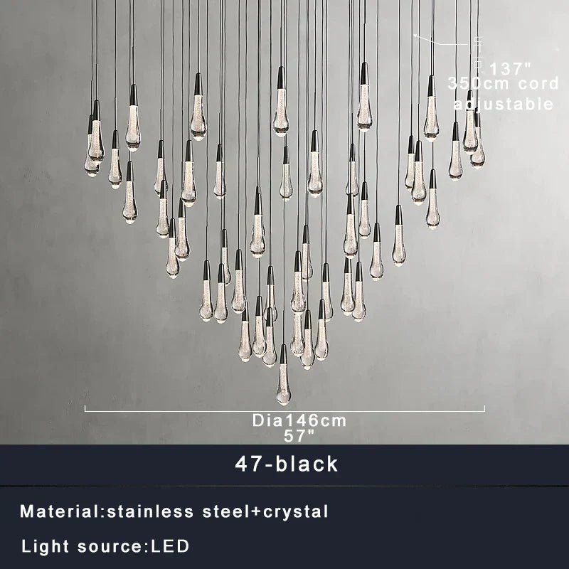DecorBites™ Crystal Water-drop Chandelier Light Fixture - Luxury Stairwell Decor