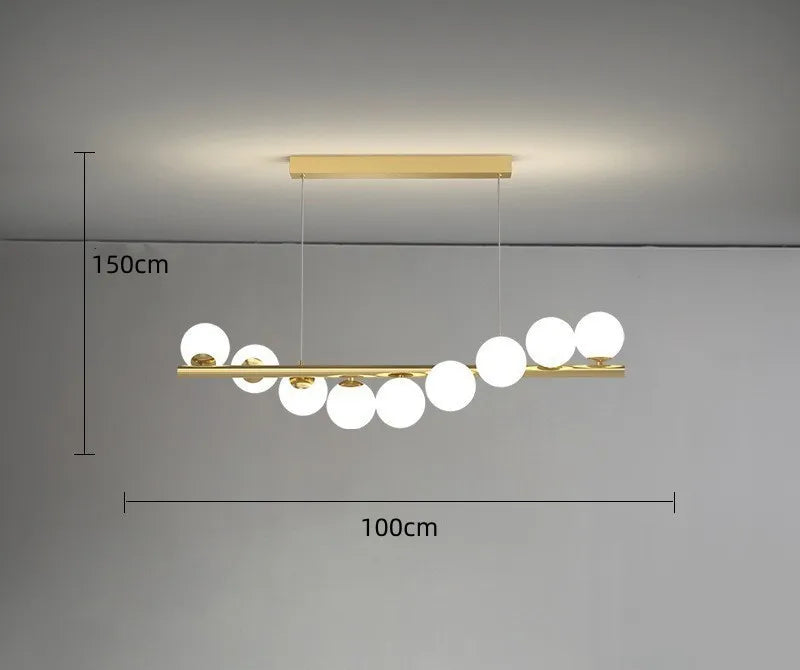 DecorBites™ Glass Ball Gold Chandelier: Nordic Style Dining Room Kitchen Lighting