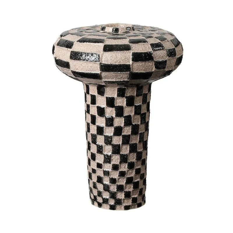 DecorBites™ Geometric Check Ceramic Vase for Home Decor and Floral Arrangements
