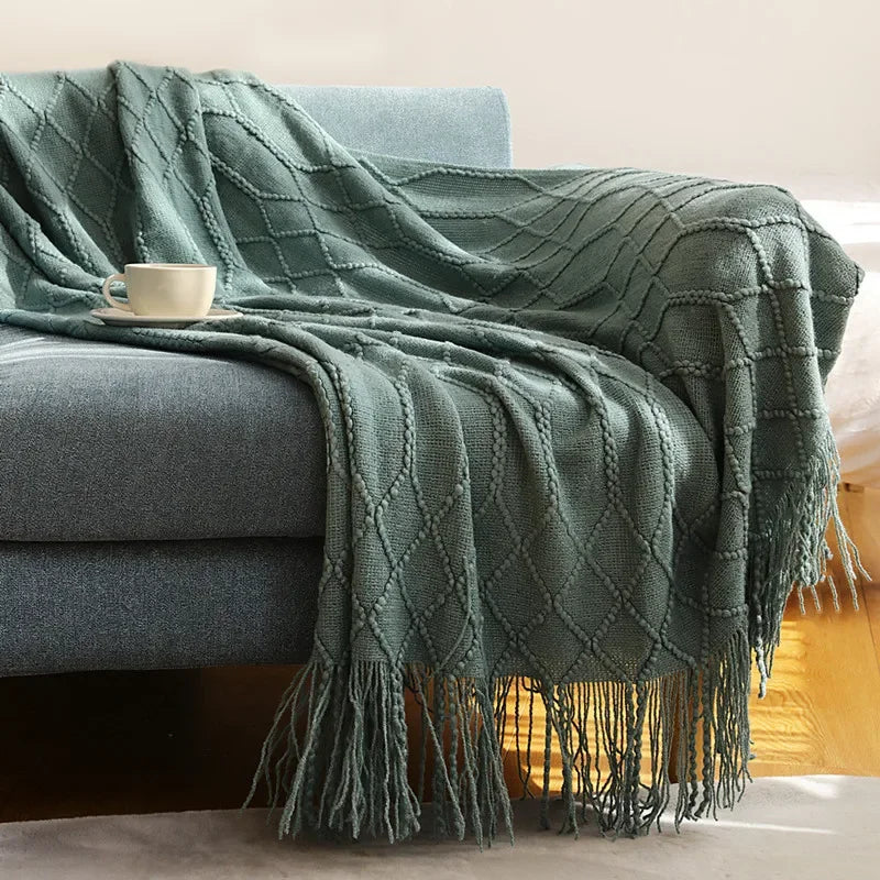 DecorBites™ Cozy Knitted Sofa Blanket - Winter Home Office Nap Comfort