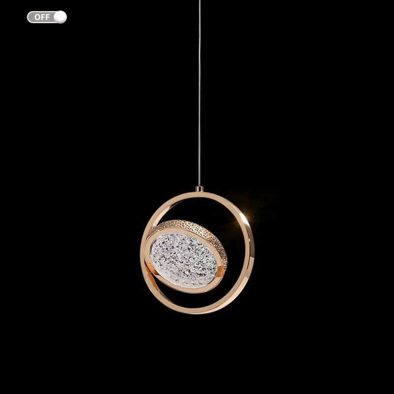 DecorBites™ Crystal Ring Pendant Light - Rotatable Luxury Chandelier for Bedroom Decor