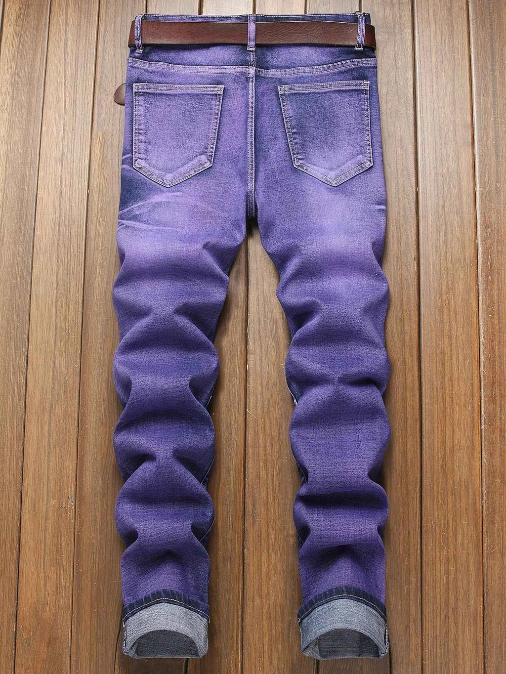 Stretch Slim Fit - Men's Mid Waist Distressed And Ripped Denim Pants All Season Street Wear