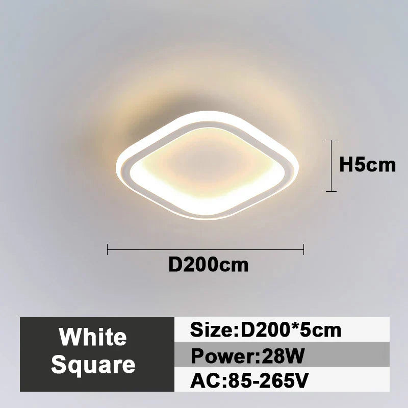 DecorBites™ LED Ceiling Lamp: Square Round Indoor Lighting, Bedroom, Entrance Hall, Neutral/Cool/Warm White