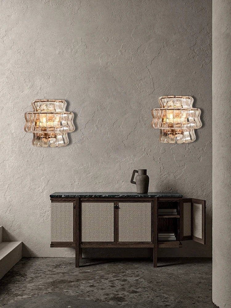 DecorBites™ Dark Brown Glass Wall Sconce Lamps, LED Decoration for Living Room, Aisle, Bedside