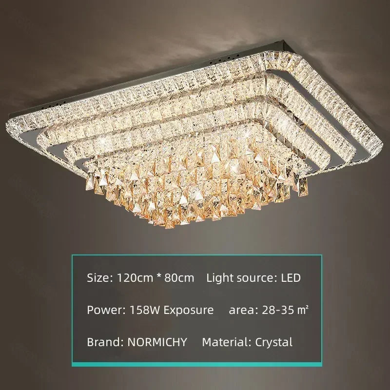 DecorBites™ Crystal LED Chandelier Silver Chrome Remote Control Light