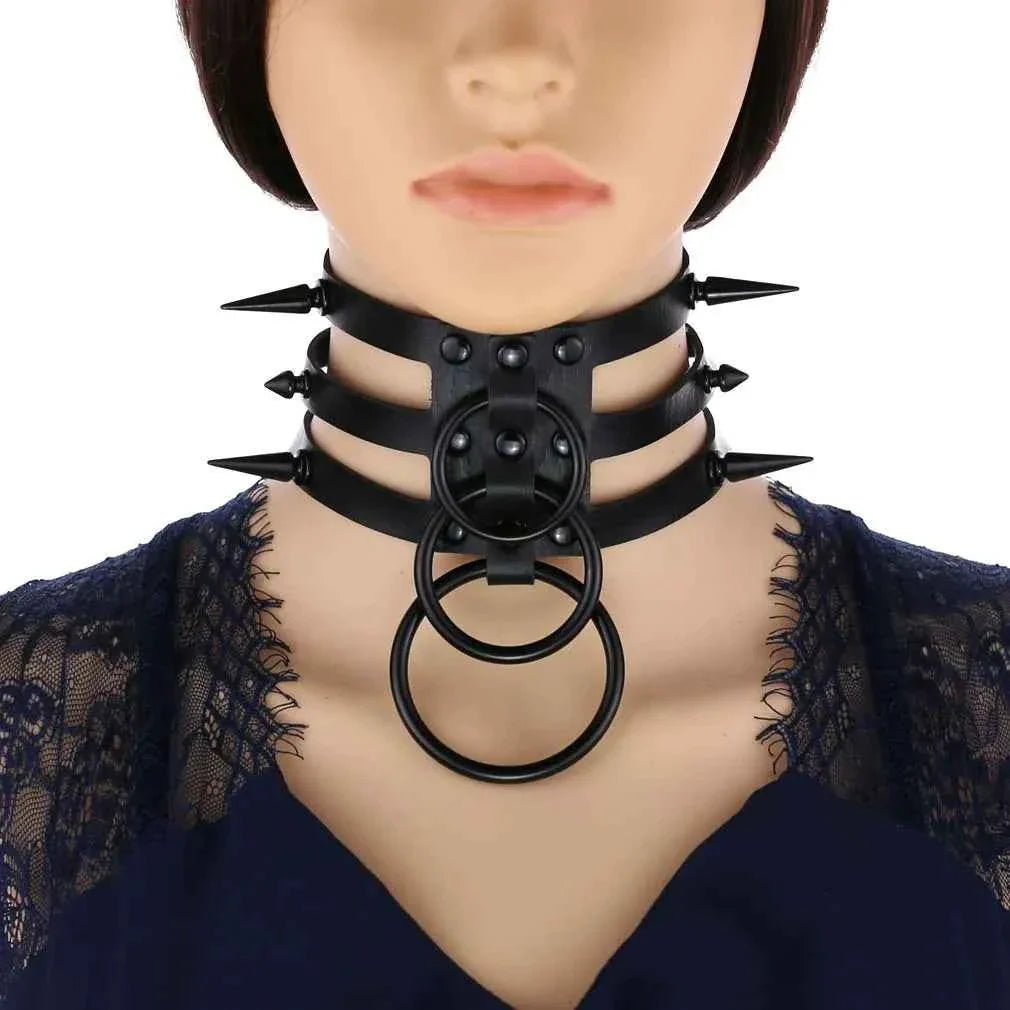 Rivet Leather Bondage Choker Accessories
