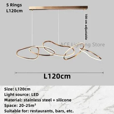 DecorBites™ Gold LED Ring Ceiling Chandelier: Modern Luxury for Bar, Hotel, Bedroom & Restaurant