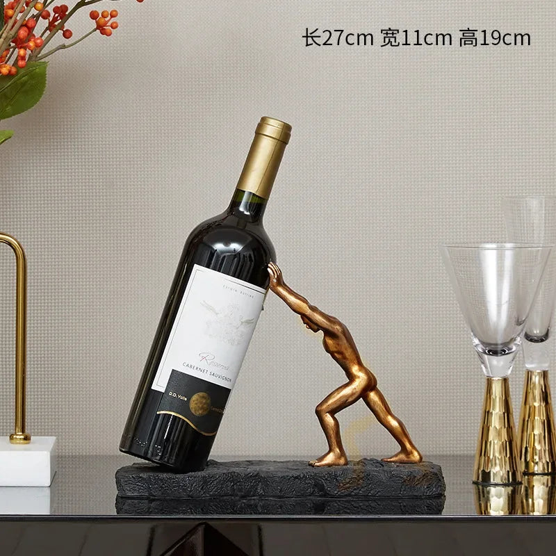 DecorBites™ Hercules Figurines Wine Rack: Modern Resin Desktop Organizer & Book Stand