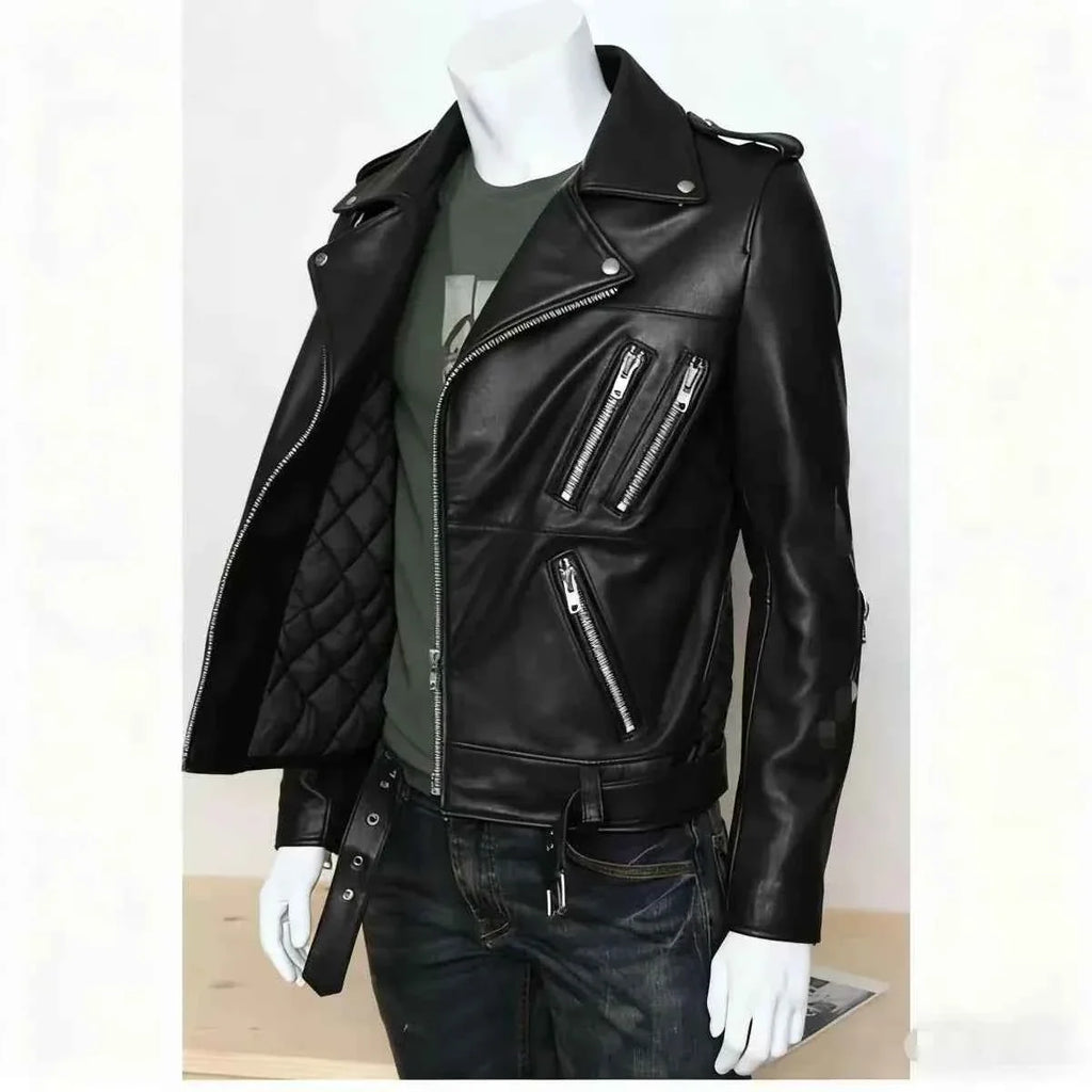 Unisex Oversized Button-down PU Leather Coat with Multiple Zippers Polo Jacket, with Many Zippers