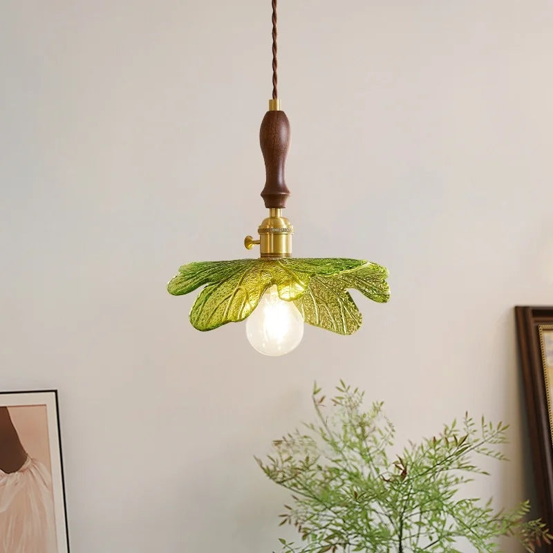 DecorBites™ Copper Wood Glass LED Pendant Lamp - French Minimalist Design for Home Decor