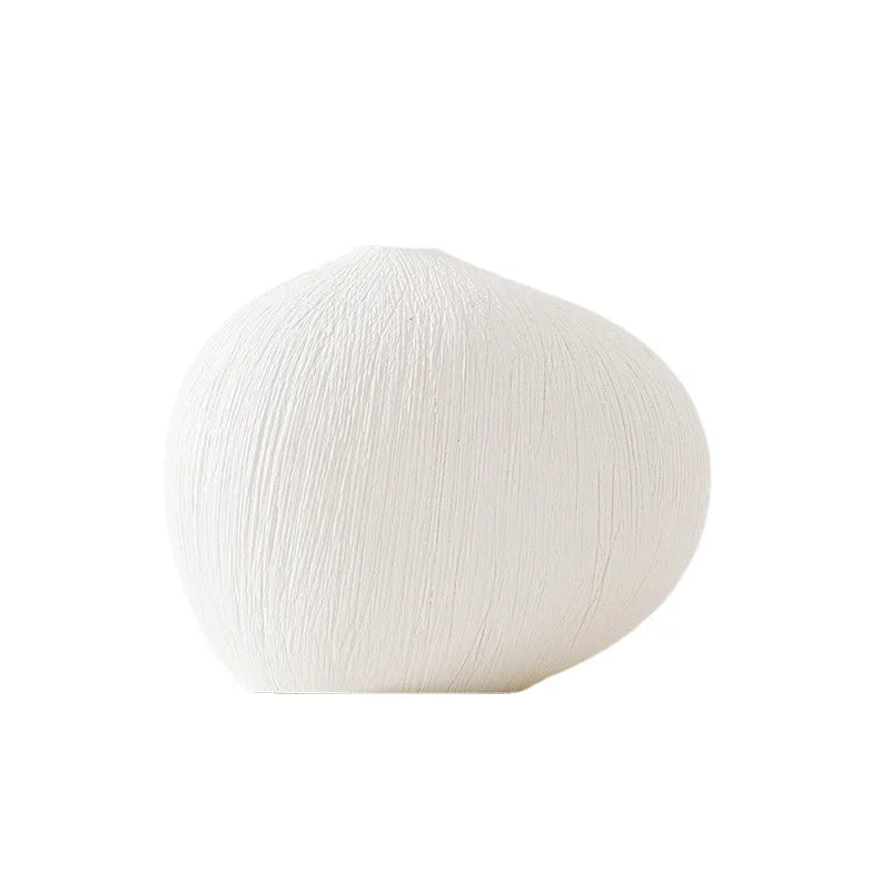 DecorBites™ Geometric Stripes Ceramic Vase with Pebbles, Flower Arrangement Accessory
