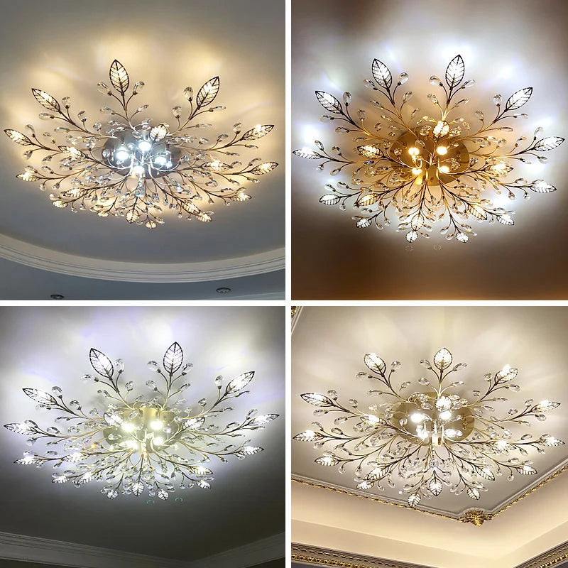 DecorBites™ Crystal Ceiling Chandelier LED Light Fixture for Living Room Bedroom Kitchen