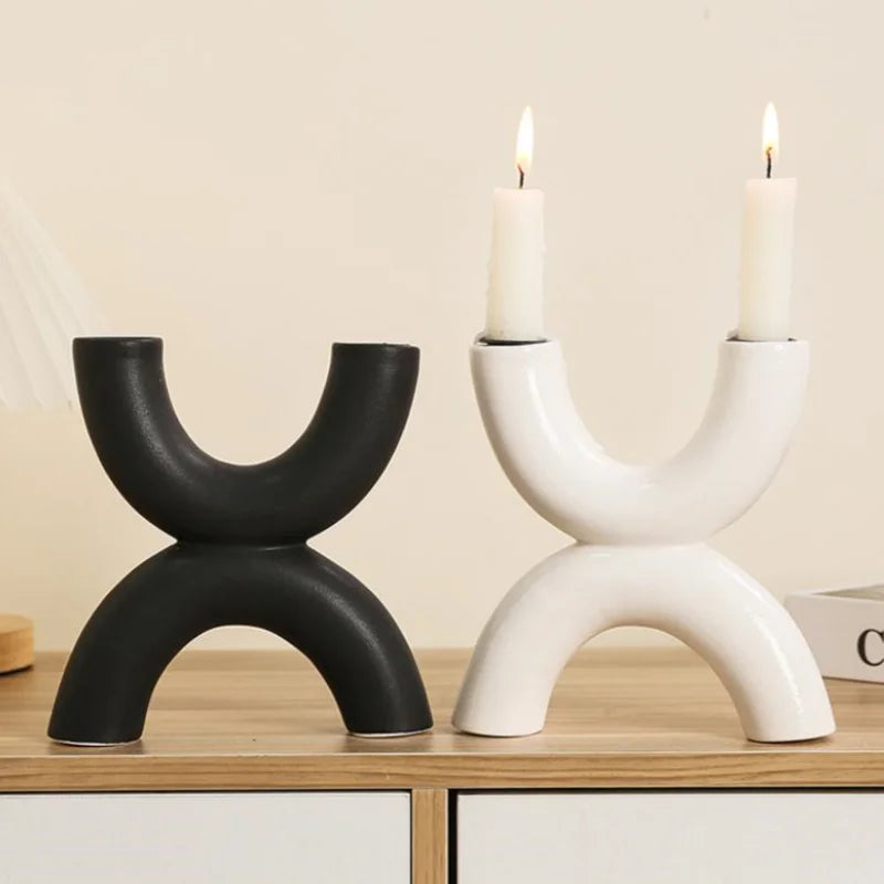 DecorBites™ Geometric Ceramic Candle Holder Ornaments - Home Decor Accessories